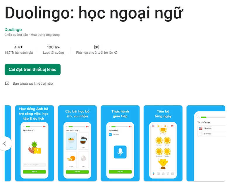 Duolingo - App học tiếng Anh cơ bản hàng ngày
